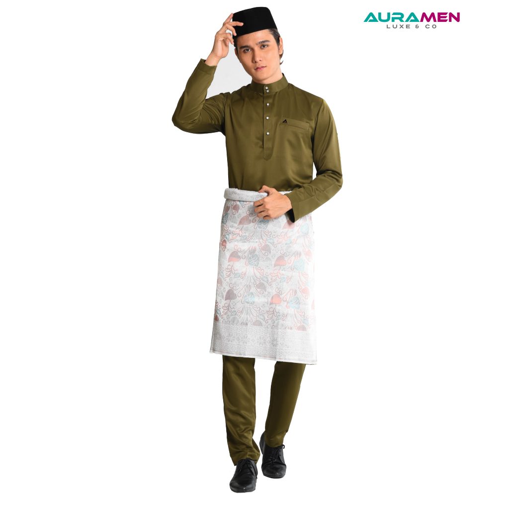 Baju Melayu AuraMen Luxe - Army Green