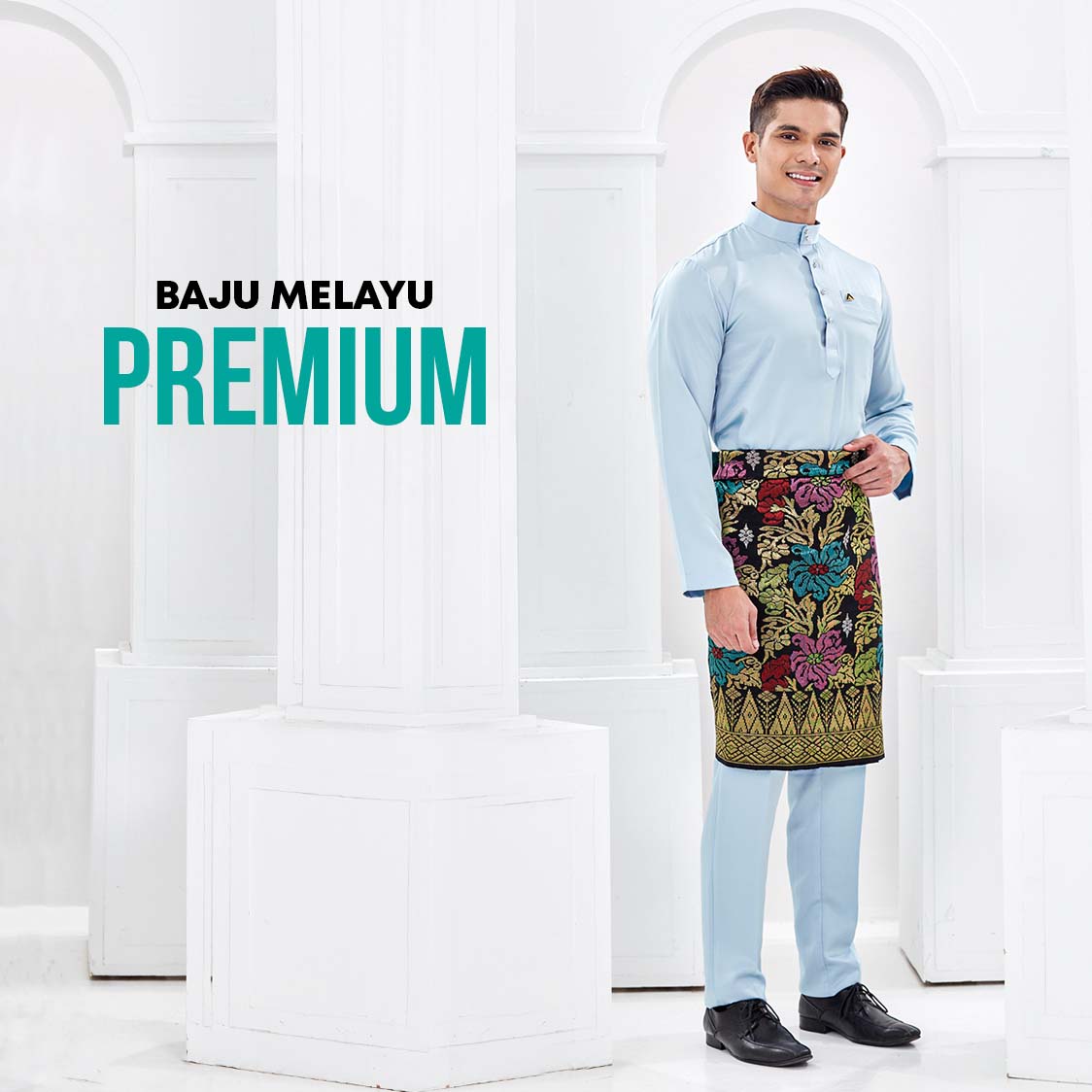 Baju Melayu AuraMen Luxe - Sky Blue