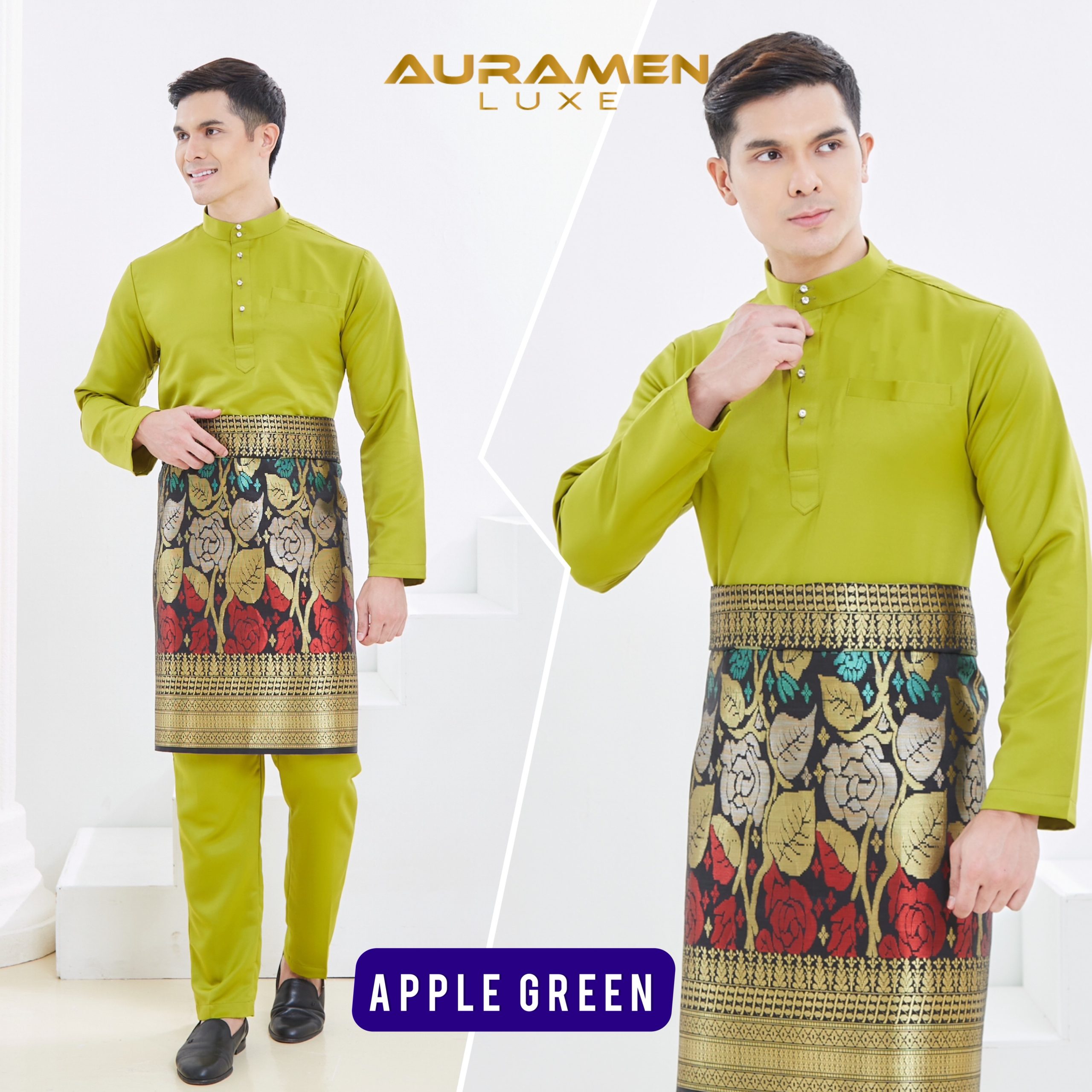 Baju Melayu AuraMenLuxe APPLE GREEN