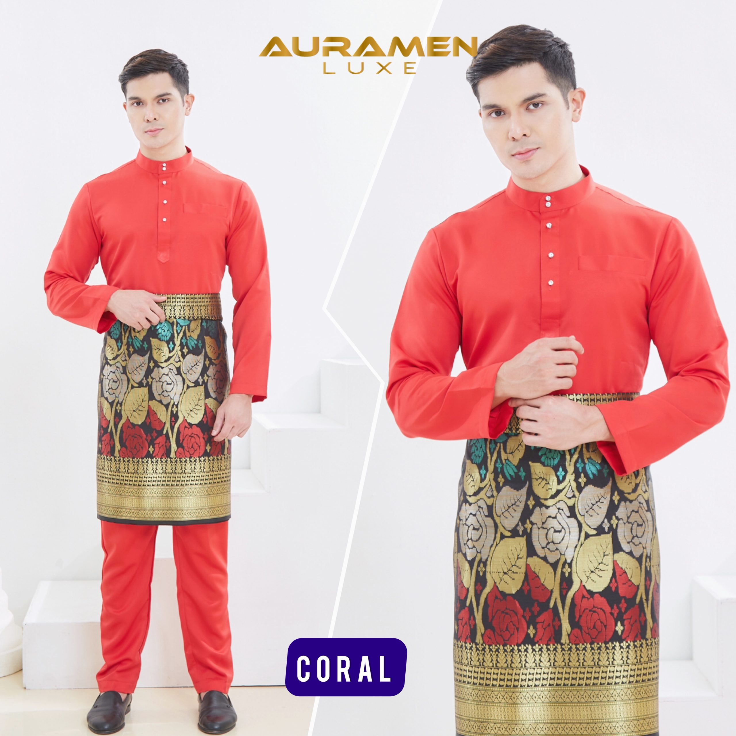 Baju Melayu AuraMenLuxe  CORAL