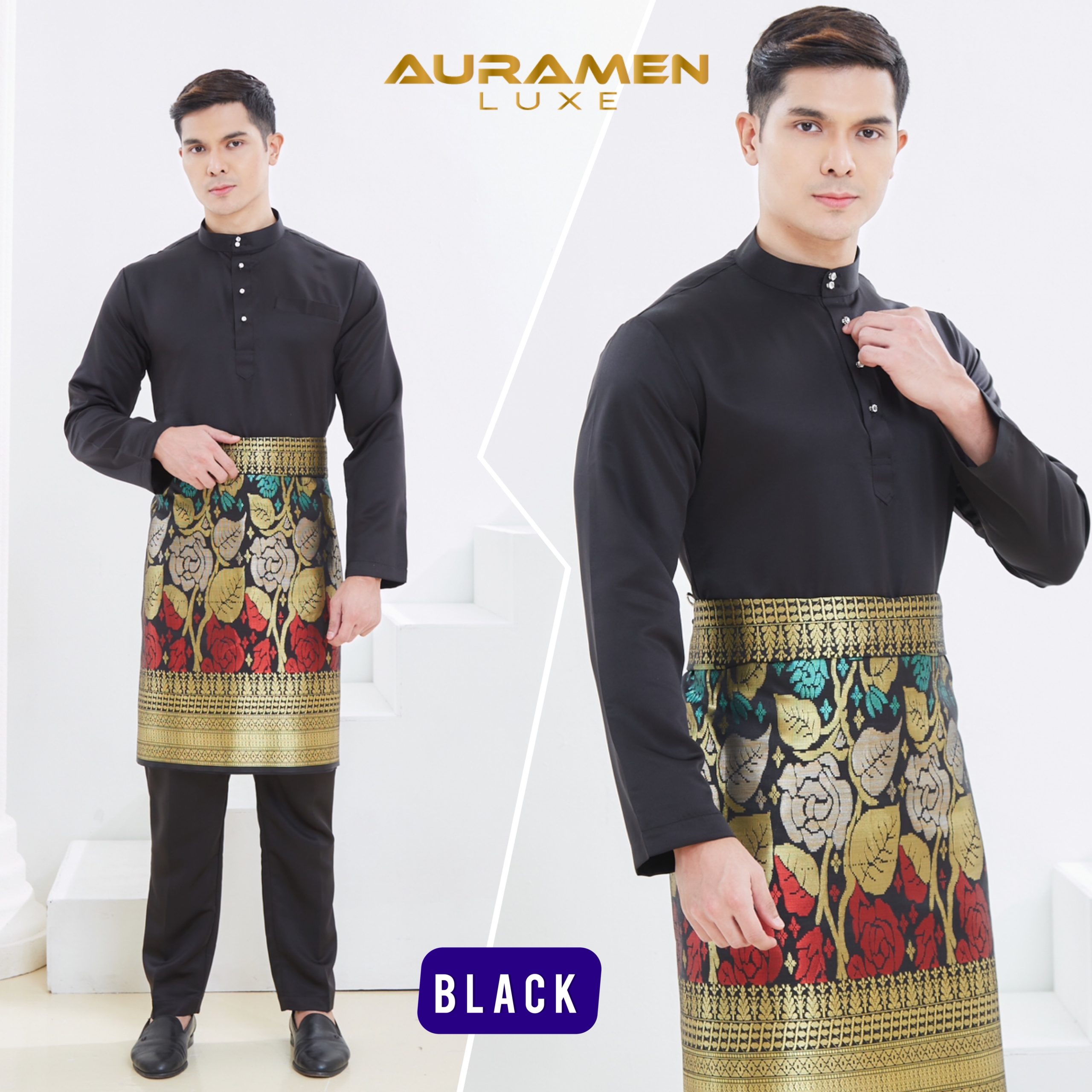 Baju Melayu AuraMenLuxe BLACK