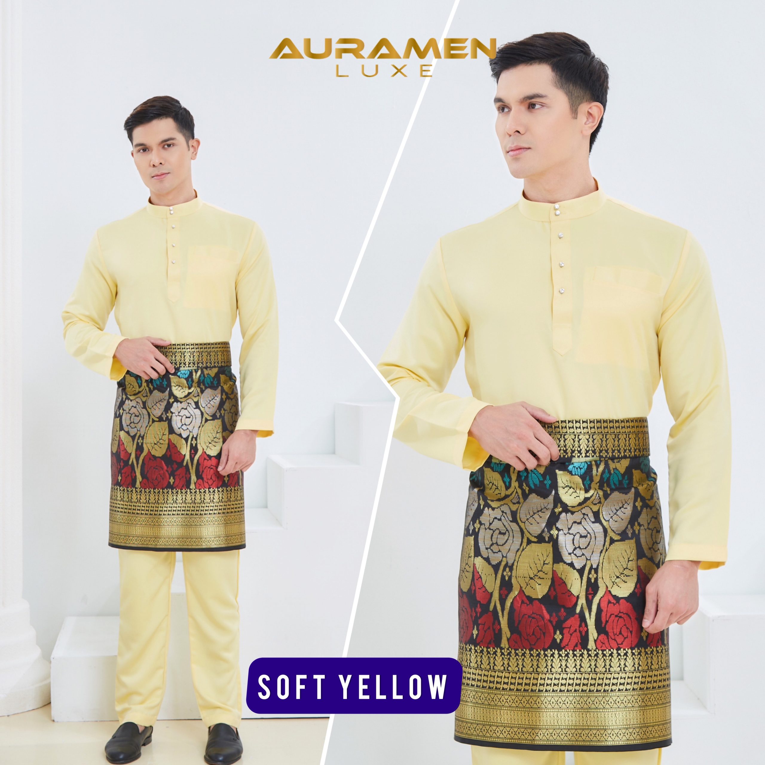 Baju Melayu AuraMenLuxe  SOFT YELLOW