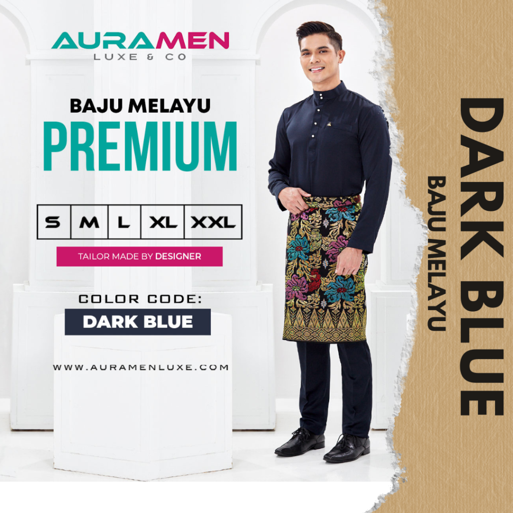 Baju Melayu AuraMen Luxe - Dark Blue